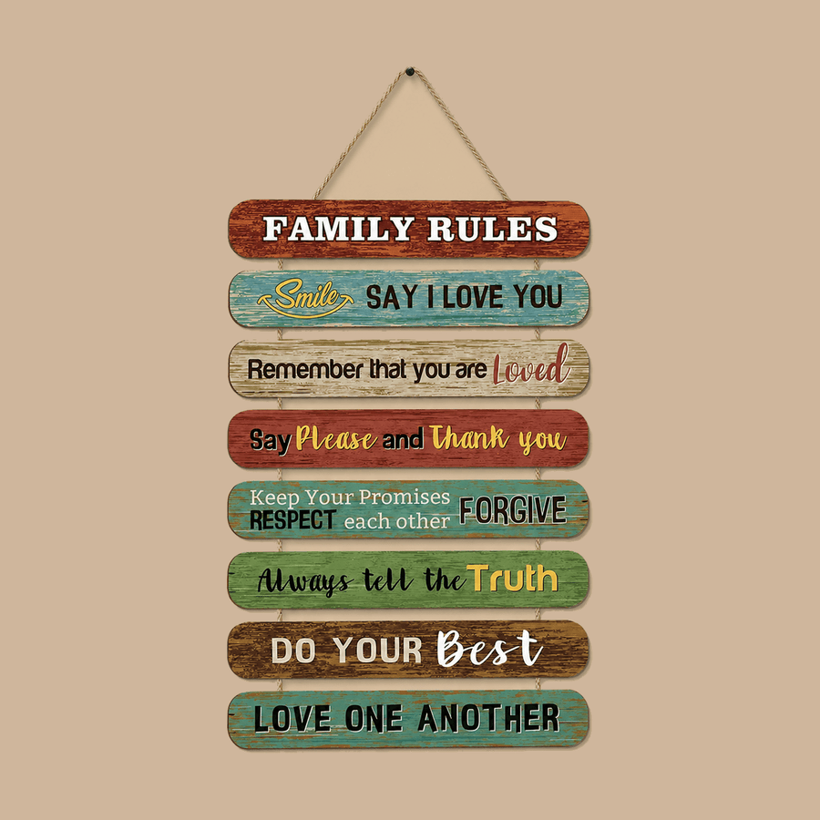 Family Rules Wooden Sign