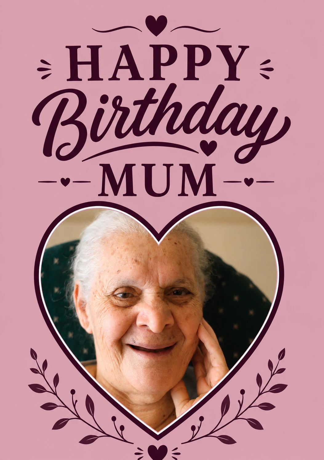 Happy Birthday Mum Heart Photo Upload Birthday Card for Her