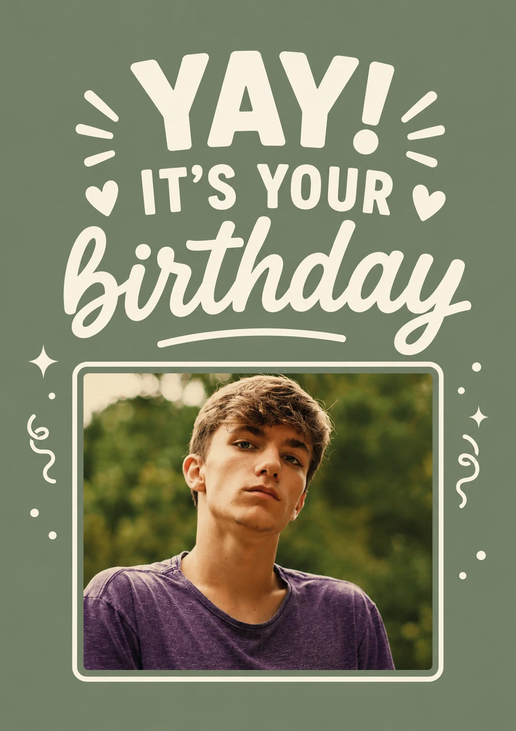 Yay It's Your Birthday Green Photo Upload Birthday Card for Him