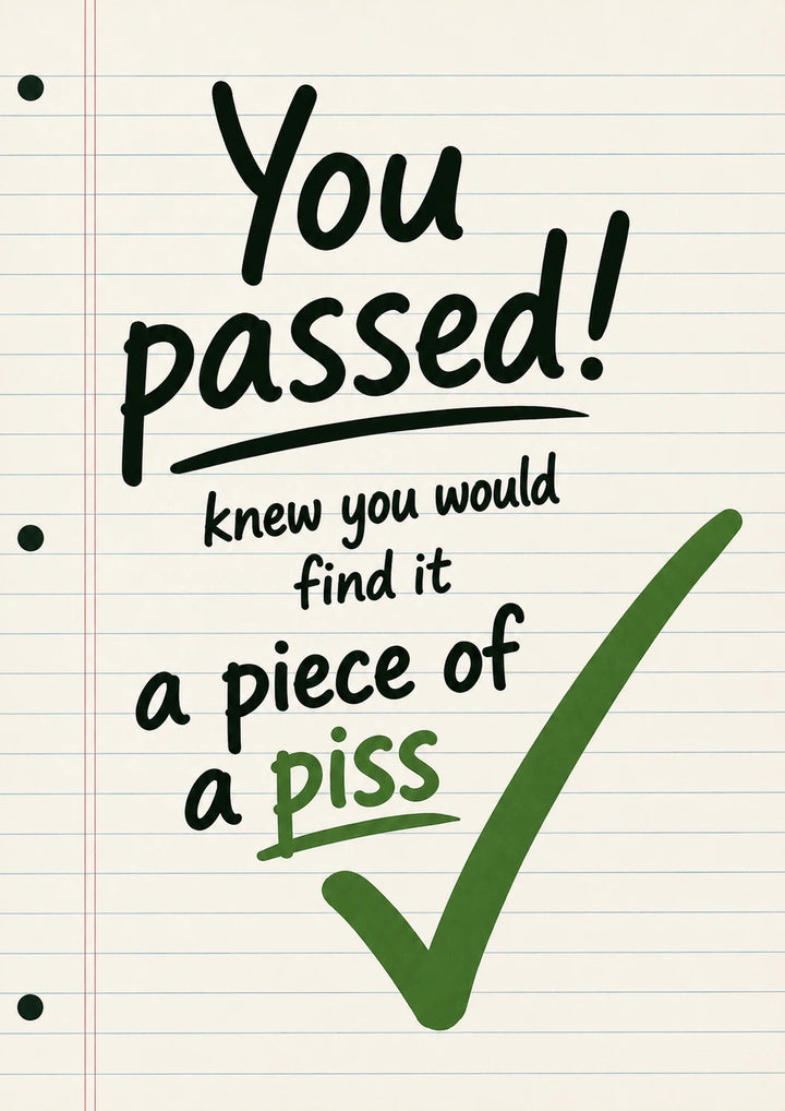 Funny Piece of Piss Lined Notepad GCSEs Card