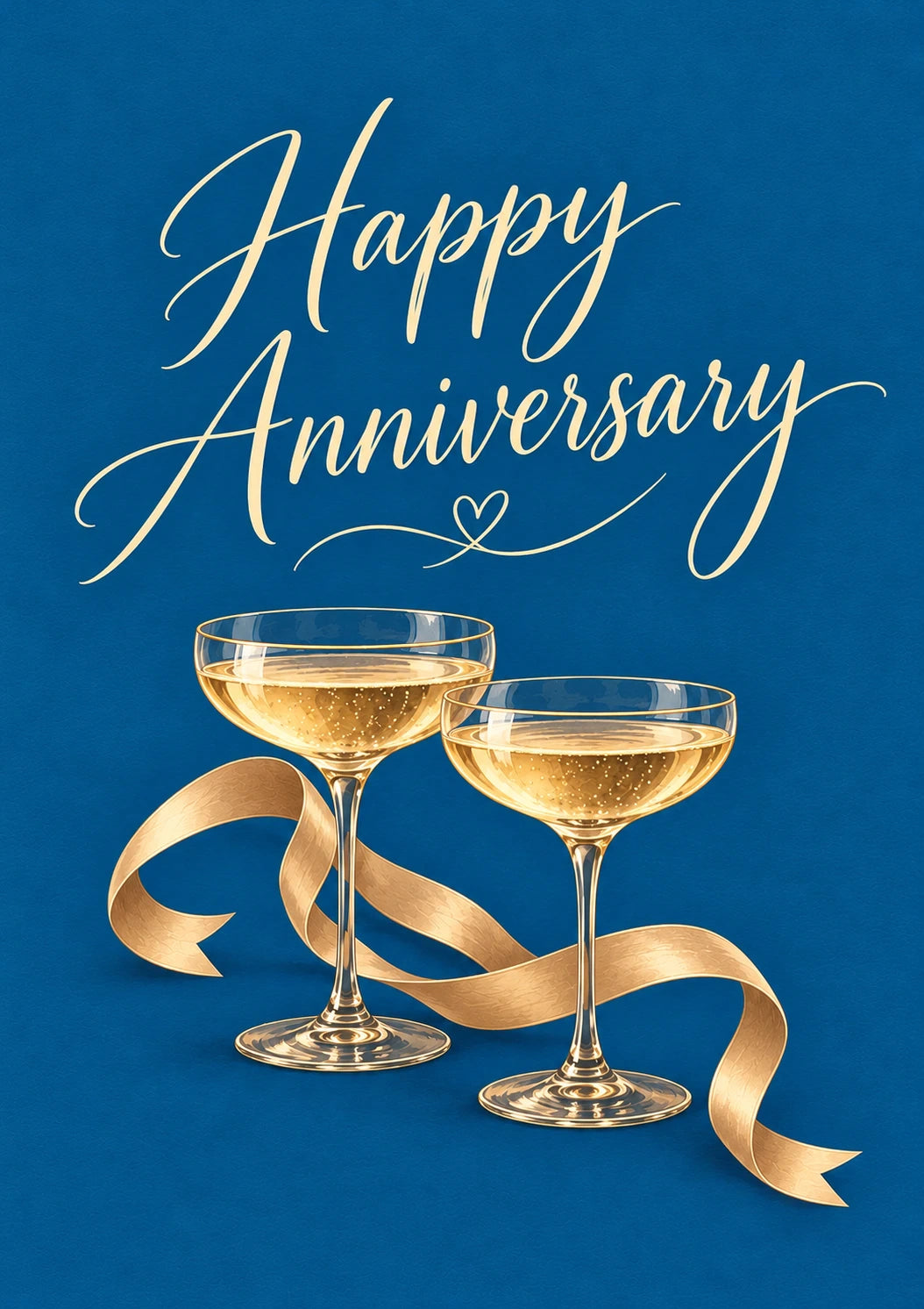 Elegant Champagne Coupe Glasses Anniversary Card for Wife