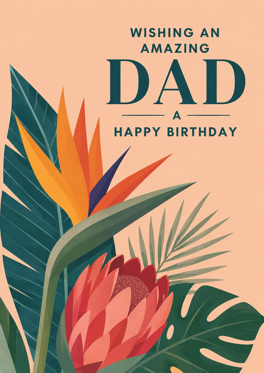 Tropical Floral Dad 80th Birthday Card for Him