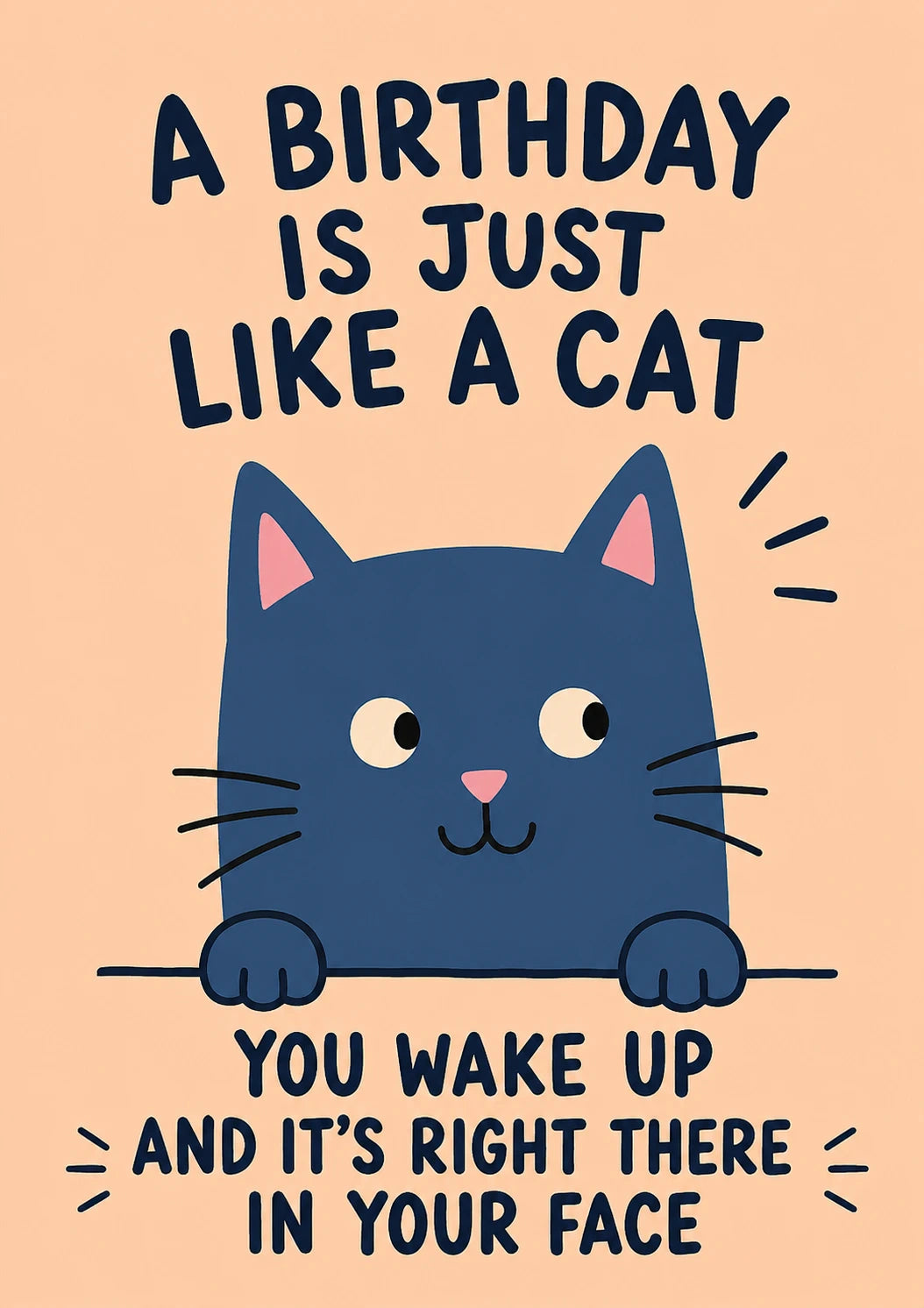 Funny Cat In Your Face 14th Birthday Card