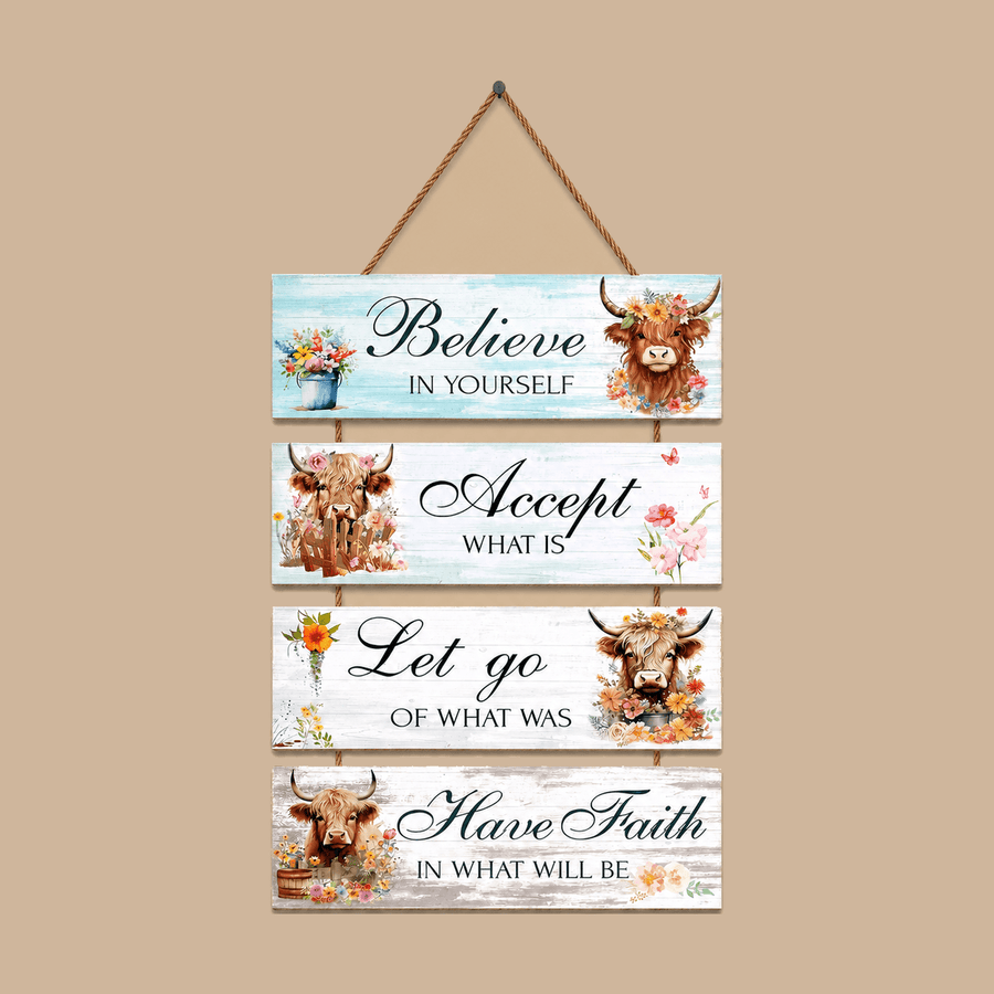 Highland Cow Wooden Sign