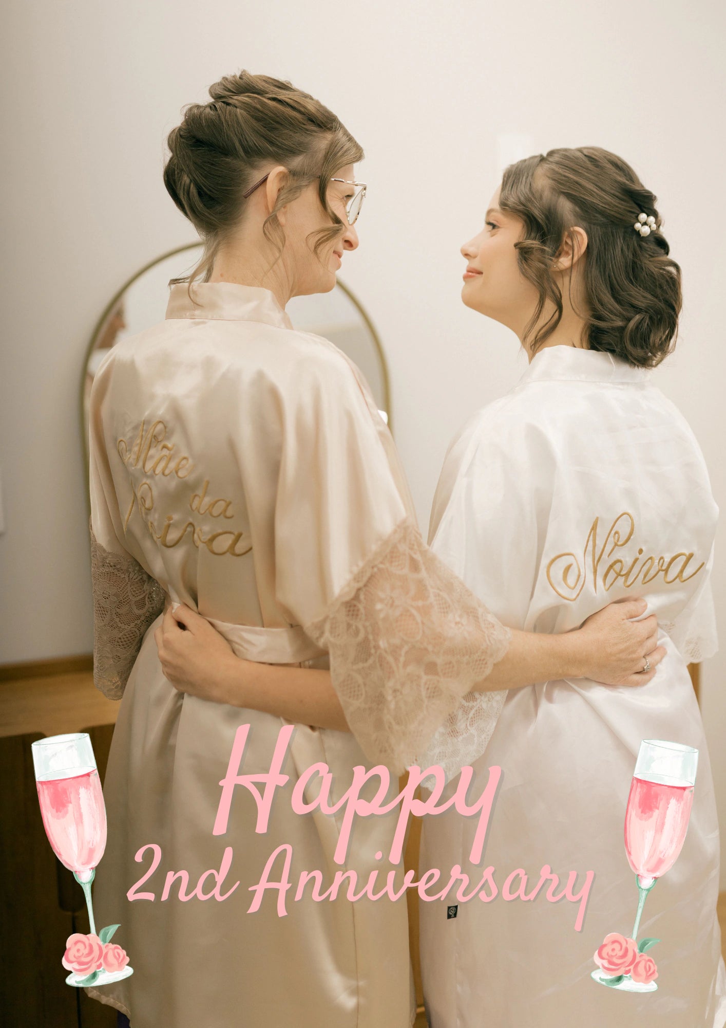 Mãe da Noiva Bridal Robes Photo Upload Anniversary Card for Her