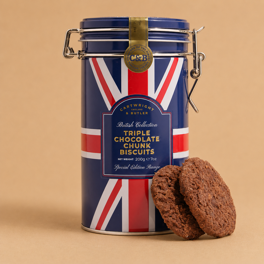 Cartwright & Butler Triple Chocolate Chunk Biscuits in Tin 200g