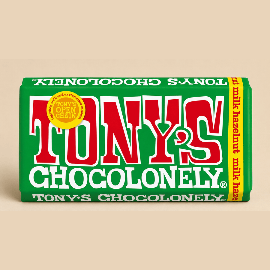 Tony's Chocolonely Milk Hazelnut Chocolate Bar - 180g (Vegetarian)